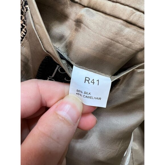 Jos. A. Bank Men's Silk 2 Button Sport Coat Long Sleeve Sz R41 Brown Plaid - Picture 5 of 13